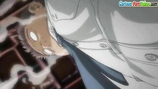A petite blonde schoolgirl is taken advantage of by a classmate with a massive cock in hentai porn.