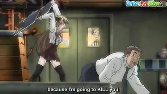 A petite blonde schoolgirl is taken advantage of by a classmate with a massive cock in hentai porn.