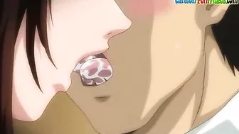 A petite blonde schoolgirl is taken advantage of by a classmate with a massive cock in hentai porn.