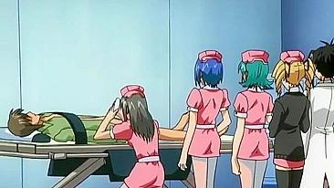 Hospital nurses are forced into sexual slavery in a hentai-themed porn film.
