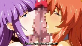 Hentai warrioress ravishes royal lady with her strap-on dick.