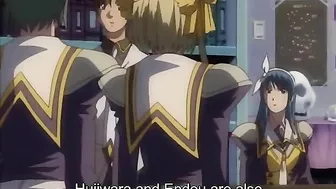 Horny schoolgirl covered in cum from repeated sex acts on a hentai website.