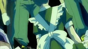 Horny schoolgirl covered in cum from repeated sex acts on a hentai website.