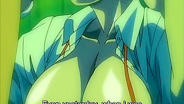 Horny schoolgirl covered in cum from repeated sex acts on a hentai website.