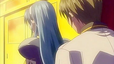 Horny schoolgirl covered in cum from repeated sex acts on a hentai website.