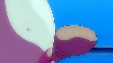 Horny schoolgirl covered in cum from repeated sex acts on a hentai website.