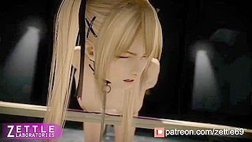 Hentai porn video featuring blonde teen Marie Rose with pigtails getting double-penetrated by a sex machine.