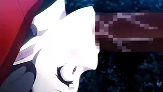 Hardcore hentai sex scene featuring a dog girl getting purified by a monstrous cock.