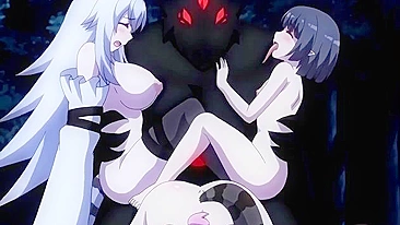Hardcore hentai sex scene featuring a dog girl getting purified by a monstrous cock.