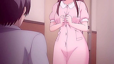 This busty anime nurse is bound and gagged while being rough-fucked on a hentai website.