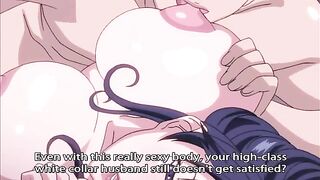 Cheating hentai housewife enjoys a gangbang in a hotel room.