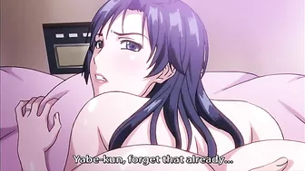 Cheating hentai housewife enjoys a gangbang in a hotel room.