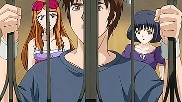 Hentai anime teen bondage and BDSM dungeon scene.