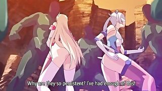 Magic princesses in bondage and group sex on a hentai website.