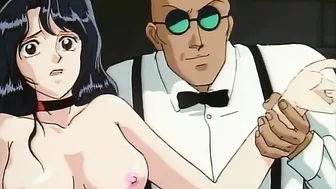 Sexy hentai maidens perform erotic acts on stage for wealthy patrons.