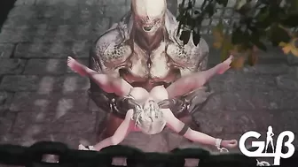 The powerful and muscular Ashen One dominates a sexy Fire Keeper with his massive demonic cock.