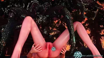 Hentai porn site visitors can enjoy a short and concise sentence about an egg-laying female who defends her village from invaders.