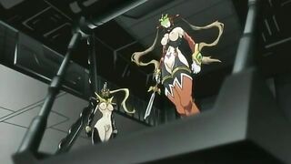 Hardcore hentai scene featuring succubi and their masters using massive sex toys.