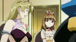 Hardcore hentai scene featuring succubi and their masters using massive sex toys.