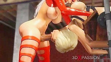 Hentai hotness! A bound blonde gets ravished by a 3D dick girl in the basement.