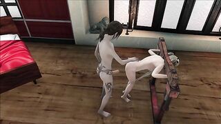 Ellie from Fallout 4 gave Marie Rose a strapon punishment in an intense hentai scene.