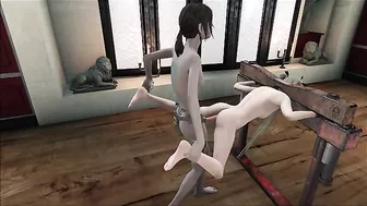 Ellie from Fallout 4 gave Marie Rose a strapon punishment in an intense hentai scene.