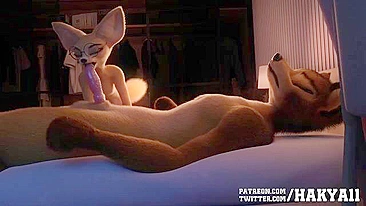 Hentai fox gets blowjob and sex with cute 3D furry girl.