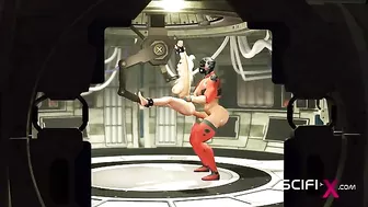 Hentai cyberfuta shemale fucking a bound blonde.