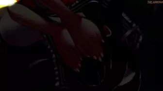 Teen with massive anime boobs gets brutally fucked in bondage on hentai site.