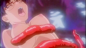 The tentacled monster binds a schoolgirl and violates every orifice in an erotic hentai fantasy.