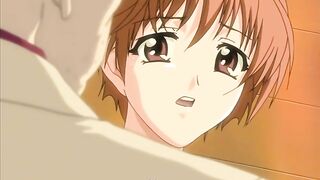 Sexy hentai slave girl sucks and swallows her master's hot cum on big anime tits.