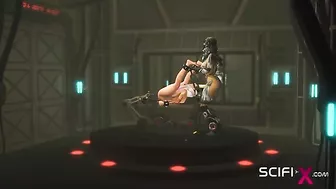 Sci-fi android with hentai fetish fucks hot babe in lab.