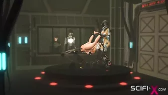 Sci-fi android with hentai fetish fucks hot babe in lab.