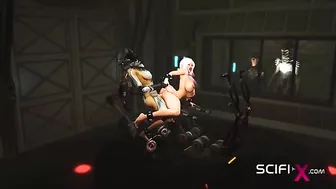 Sci-fi android with hentai fetish fucks hot babe in lab.
