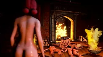 Triss Merigold dominates and penetrates a female with her strap-on in hentai porn.