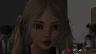 Hentai porn video featuring a 3D animated sexy dickgirl teacher and her cute college student in bondage.