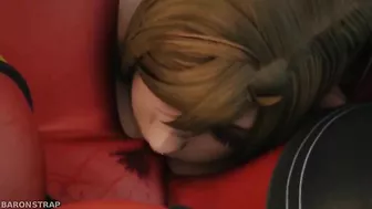 The demon succubus binds the sexy elf with ropes, inflicts pain upon her, and sits on her face in a hentai-themed scene.