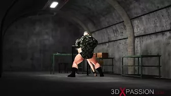 Horny Japanese college girl gets fucked by a military slave in a hentai fantasy.