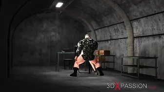 Horny Japanese college girl gets fucked by a military slave in a hentai fantasy.