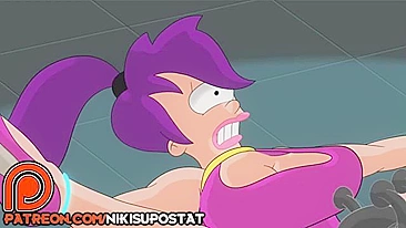 Leela from Futurama is gang-raped by Nibblonians in a hentai scene.