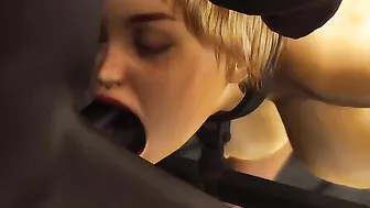 Blonde babe with big tits enjoys hard sex with a black stud on hentai website.