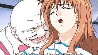 Redheaded hentai nurse doubles down on strapon and guy.