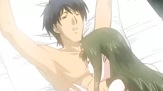 Redheaded hentai nurse doubles down on strapon and guy.