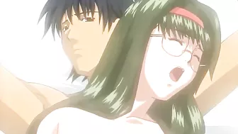 Redheaded hentai nurse doubles down on strapon and guy.