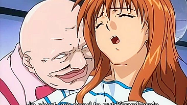 Redheaded hentai nurse doubles down on strapon and guy.