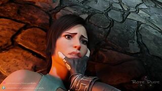 Lara Croft is tied up by Tifa Lockhart who uses a magical strapon dildo to fuck her on a hentai porn site.