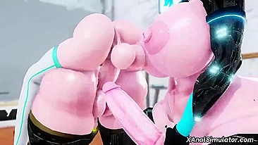 Futanari hentai porn featuring muscular girls having anal sex in a gym.