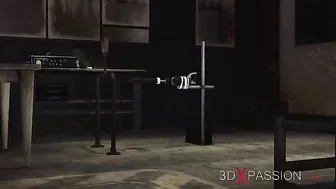 Horny hentai slave with big black cock gets fucked by machine.