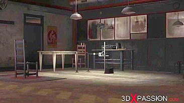 Horny hentai slave with big black cock gets fucked by machine.