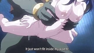 Hentai babe with huge tits gets suspended and filled with cum from tentacle sex.